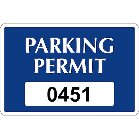 Lustre-Cal Static Cling Parking Permit Dark Blue 3in x 2in  Serialized 450-500, 50PK 253442SCL1Bd0451